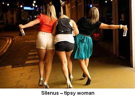 Silenus tipsy woman